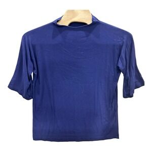 Bryn Walker Top Womens Small‎ Oversized Blue Stretchy  Comfy Tunic Boxy Funnel S